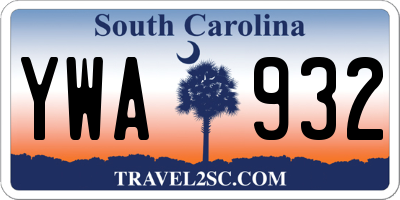 SC license plate YWA932