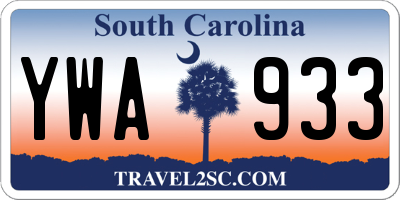 SC license plate YWA933