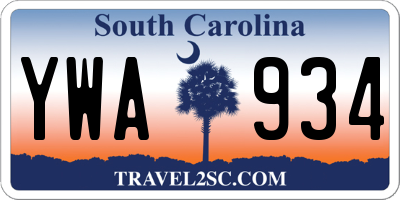 SC license plate YWA934