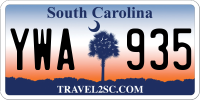 SC license plate YWA935