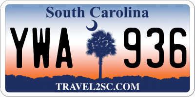 SC license plate YWA936