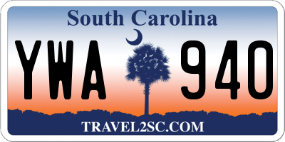 SC license plate YWA940