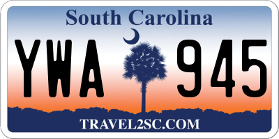 SC license plate YWA945