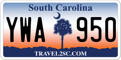 SC license plate YWA950