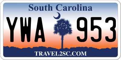 SC license plate YWA953