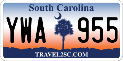SC license plate YWA955