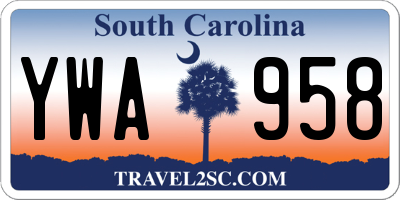SC license plate YWA958