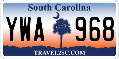 SC license plate YWA968