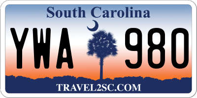 SC license plate YWA980