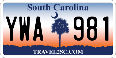 SC license plate YWA981