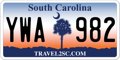 SC license plate YWA982