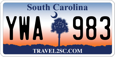 SC license plate YWA983