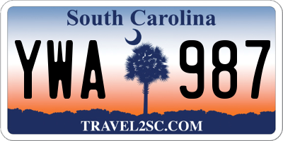 SC license plate YWA987