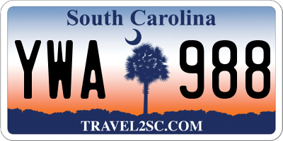 SC license plate YWA988