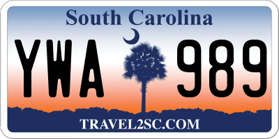 SC license plate YWA989