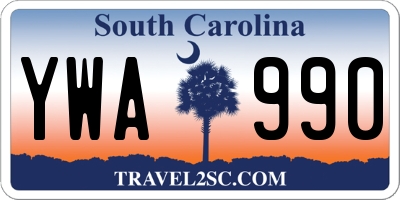 SC license plate YWA990