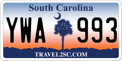 SC license plate YWA993