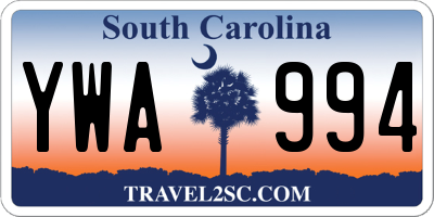 SC license plate YWA994