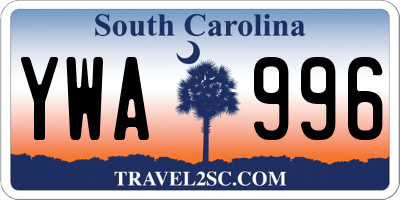 SC license plate YWA996