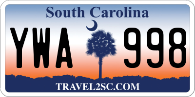 SC license plate YWA998