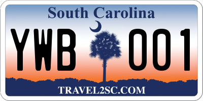 SC license plate YWB001