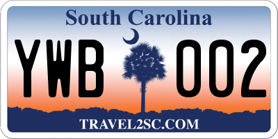 SC license plate YWB002