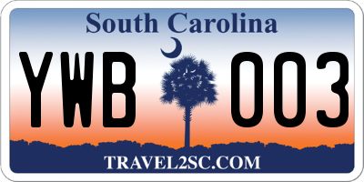 SC license plate YWB003