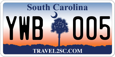 SC license plate YWB005