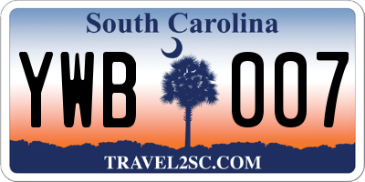 SC license plate YWB007