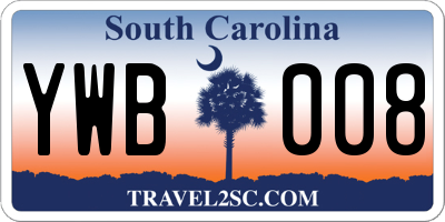 SC license plate YWB008