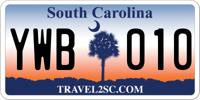 SC license plate YWB010