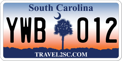 SC license plate YWB012