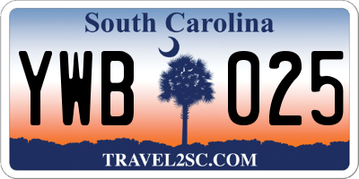 SC license plate YWB025