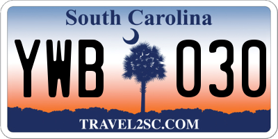 SC license plate YWB030