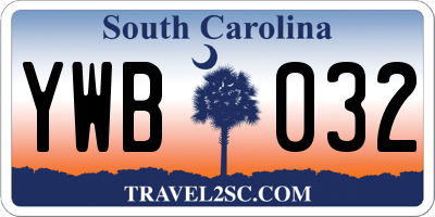 SC license plate YWB032