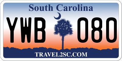 SC license plate YWB080