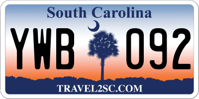 SC license plate YWB092