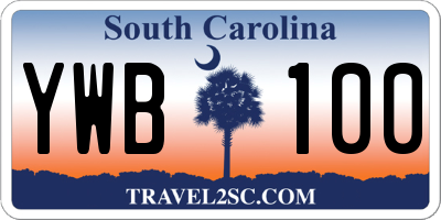 SC license plate YWB100