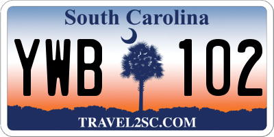 SC license plate YWB102