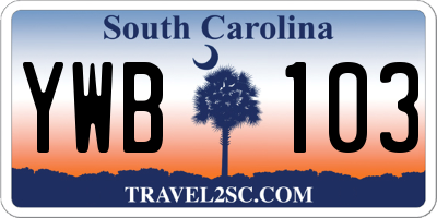 SC license plate YWB103