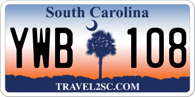 SC license plate YWB108