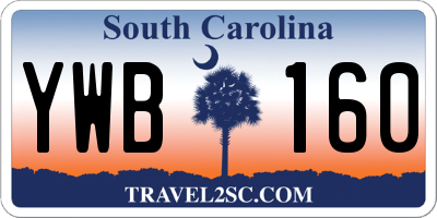 SC license plate YWB160