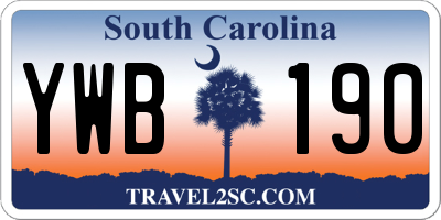SC license plate YWB190