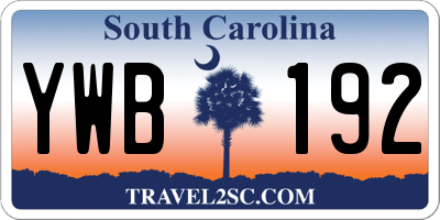 SC license plate YWB192