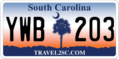 SC license plate YWB203