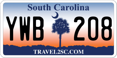 SC license plate YWB208