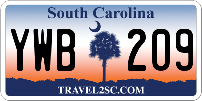 SC license plate YWB209