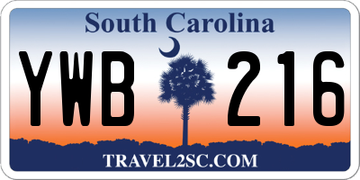 SC license plate YWB216