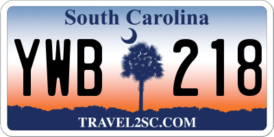 SC license plate YWB218
