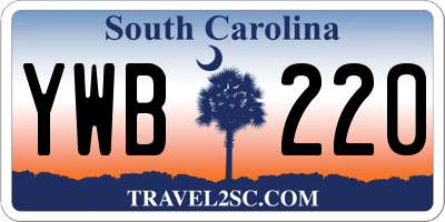 SC license plate YWB220